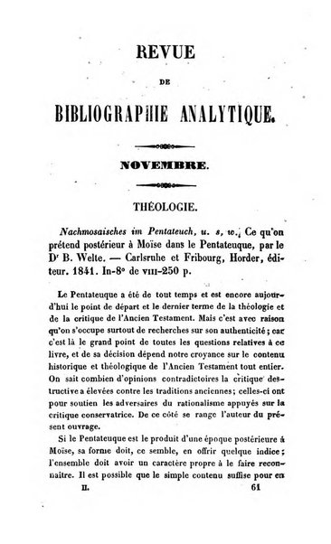 Revue de bibliographie analytique, ou Compte rendu des ouvrages scientifiques et de haute litterature publies en France et a l'etranger ...