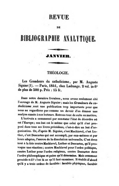 Revue de bibliographie analytique, ou Compte rendu des ouvrages scientifiques et de haute litterature publies en France et a l'etranger ...