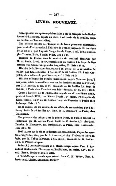 Revue de bibliographie analytique, ou Compte rendu des ouvrages scientifiques et de haute litterature publies en France et a l'etranger ...