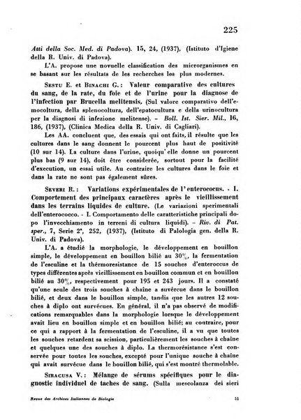 Revue des archives italiennes de biologie