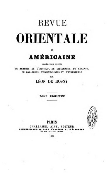 Revue orientale et americaine