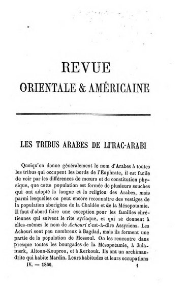 Revue orientale et americaine