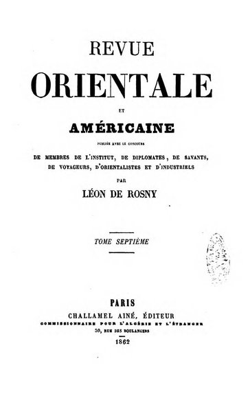 Revue orientale et americaine