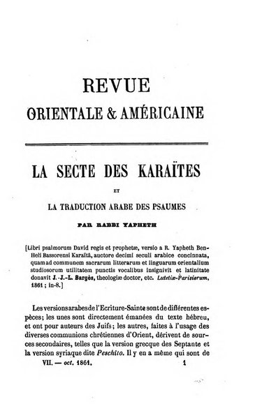 Revue orientale et americaine