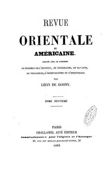 Revue orientale et americaine