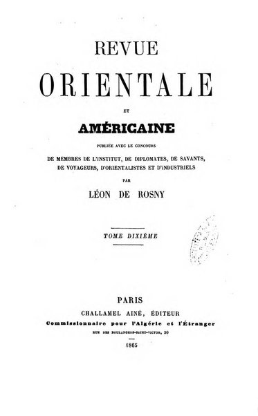 Revue orientale et americaine