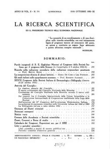 La ricerca scientifica ed il progresso tecnico nell'economia nazionale