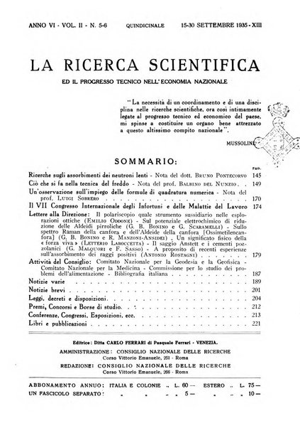 La ricerca scientifica ed il progresso tecnico nell'economia nazionale