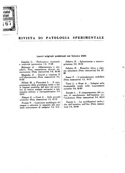 Ricerche e studi di patologia sperimentale