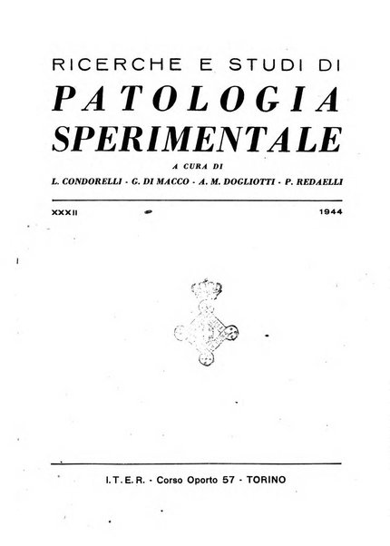 Ricerche e studi di patologia sperimentale