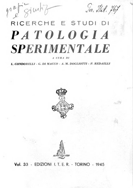 Ricerche e studi di patologia sperimentale