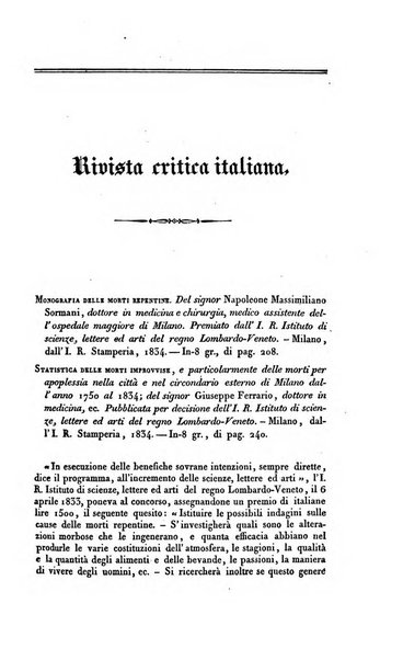 Ricoglitore italiano e straniero, ossia rivista mensuale europea di scienze, lettere, belle arti, bibliografia e varieta