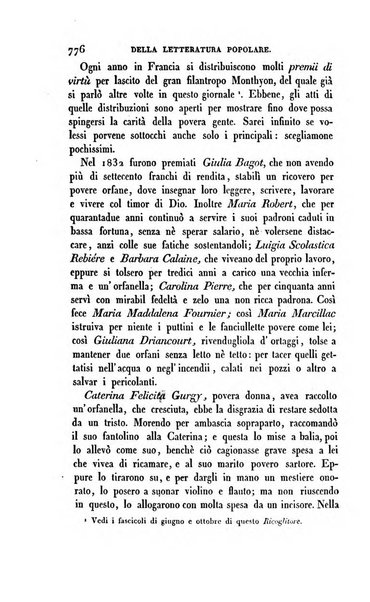 Ricoglitore italiano e straniero, ossia rivista mensuale europea di scienze, lettere, belle arti, bibliografia e varieta