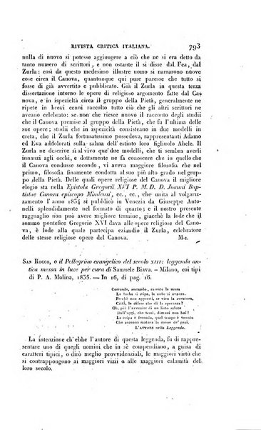 Ricoglitore italiano e straniero, ossia rivista mensuale europea di scienze, lettere, belle arti, bibliografia e varieta