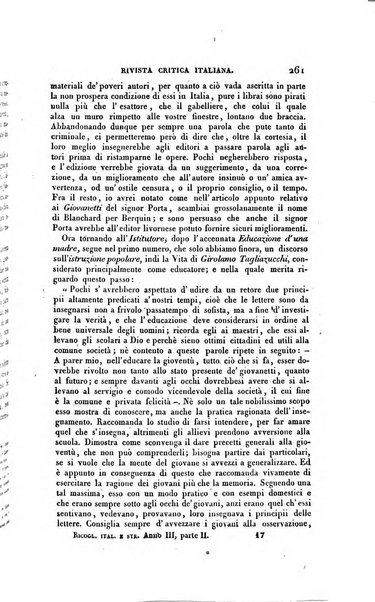 Ricoglitore italiano e straniero, ossia rivista mensuale europea di scienze, lettere, belle arti, bibliografia e varieta