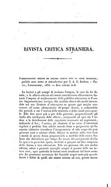 Ricoglitore italiano e straniero, ossia rivista mensuale europea di scienze, lettere, belle arti, bibliografia e varieta