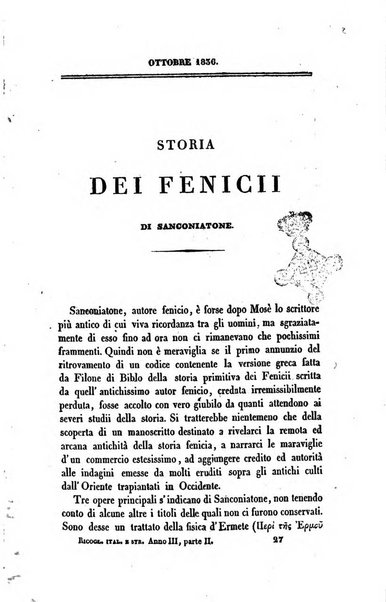 Ricoglitore italiano e straniero, ossia rivista mensuale europea di scienze, lettere, belle arti, bibliografia e varieta