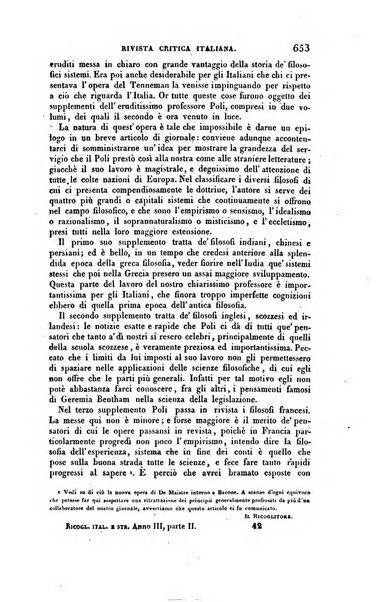 Ricoglitore italiano e straniero, ossia rivista mensuale europea di scienze, lettere, belle arti, bibliografia e varieta