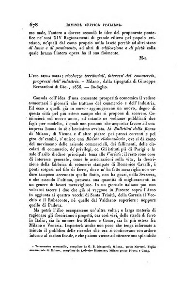 Ricoglitore italiano e straniero, ossia rivista mensuale europea di scienze, lettere, belle arti, bibliografia e varieta