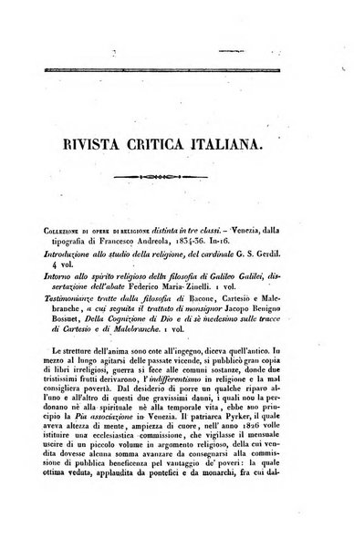 Ricoglitore italiano e straniero, ossia rivista mensuale europea di scienze, lettere, belle arti, bibliografia e varieta