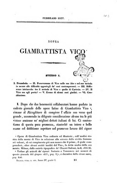 Ricoglitore italiano e straniero, ossia rivista mensuale europea di scienze, lettere, belle arti, bibliografia e varieta