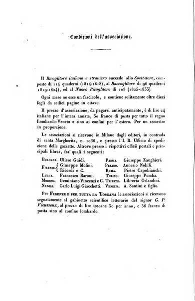 Ricoglitore italiano e straniero, ossia rivista mensuale europea di scienze, lettere, belle arti, bibliografia e varieta