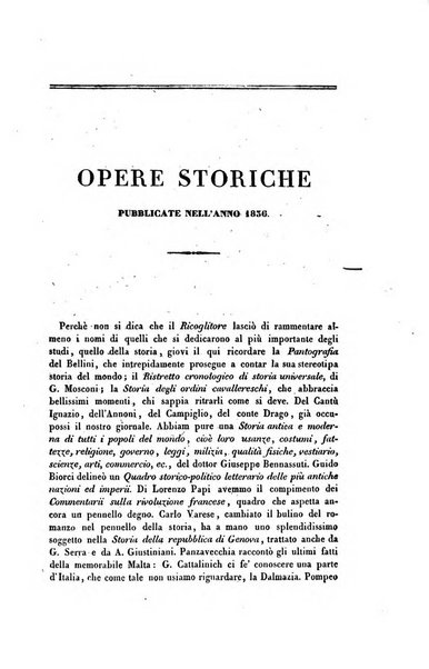 Ricoglitore italiano e straniero, ossia rivista mensuale europea di scienze, lettere, belle arti, bibliografia e varieta