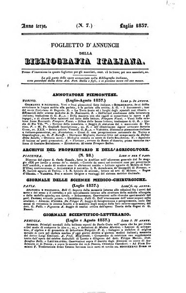 Ricoglitore italiano e straniero, ossia rivista mensuale europea di scienze, lettere, belle arti, bibliografia e varieta