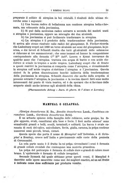 I rimedi nuovi rivista mensile di farmacologia, terapeutica, chimica medica e idrologia