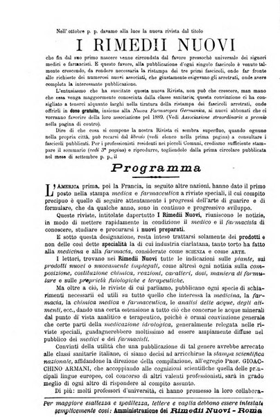 I rimedi nuovi rivista mensile di farmacologia, terapeutica, chimica medica e idrologia