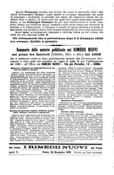 I rimedi nuovi rivista mensile di farmacologia, terapeutica, chimica medica e idrologia