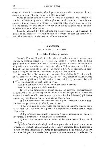 I rimedi nuovi rivista mensile di farmacologia, terapeutica, chimica medica e idrologia