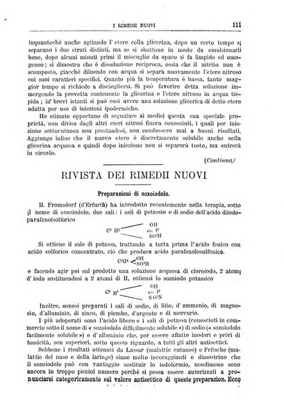 I rimedi nuovi rivista mensile di farmacologia, terapeutica, chimica medica e idrologia