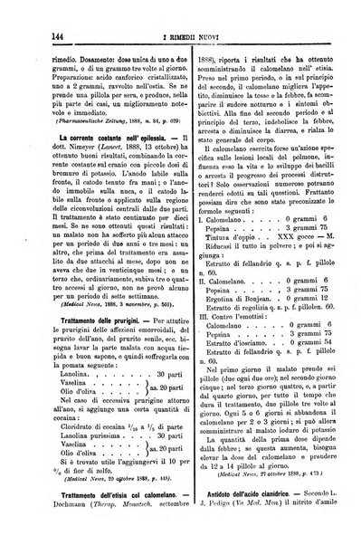 I rimedi nuovi rivista mensile di farmacologia, terapeutica, chimica medica e idrologia