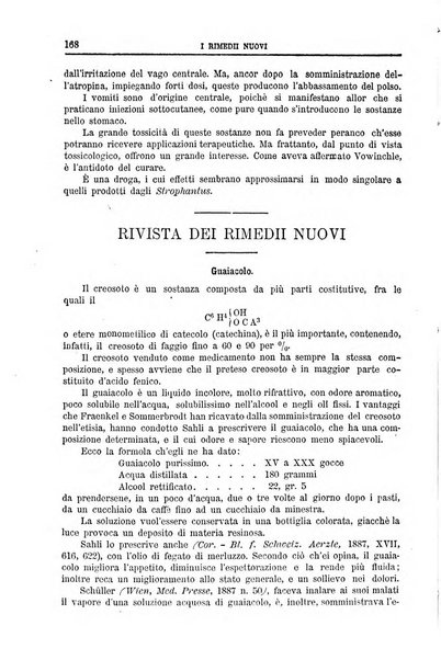 I rimedi nuovi rivista mensile di farmacologia, terapeutica, chimica medica e idrologia