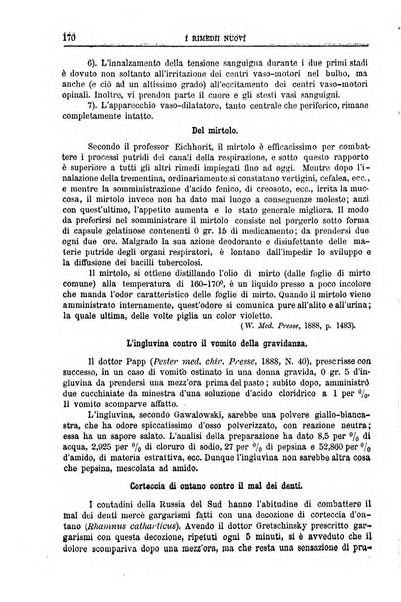 I rimedi nuovi rivista mensile di farmacologia, terapeutica, chimica medica e idrologia