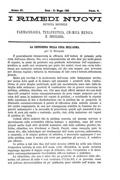 I rimedi nuovi rivista mensile di farmacologia, terapeutica, chimica medica e idrologia