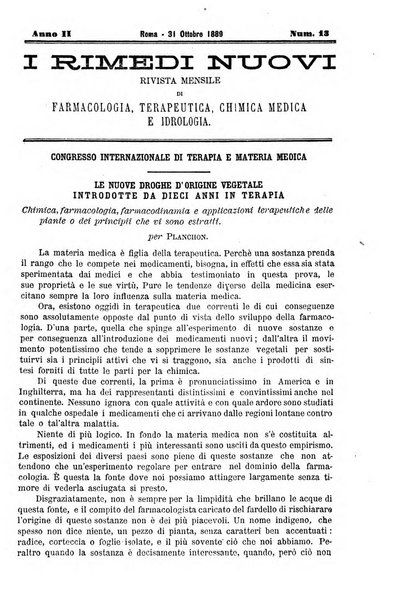 I rimedi nuovi rivista mensile di farmacologia, terapeutica, chimica medica e idrologia