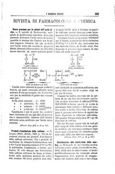 I rimedi nuovi rivista mensile di farmacologia, terapeutica, chimica medica e idrologia