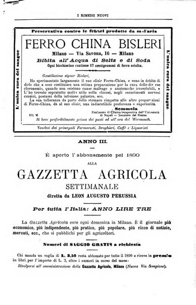 I rimedi nuovi rivista mensile di farmacologia, terapeutica, chimica medica e idrologia