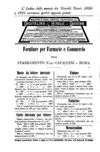 I rimedi nuovi rivista mensile di farmacologia, terapeutica, chimica medica e idrologia