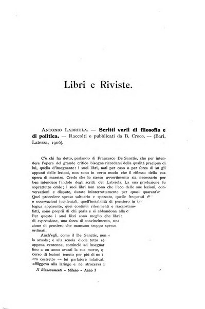 Il rinnovamento rivista critica di idee e di fatti