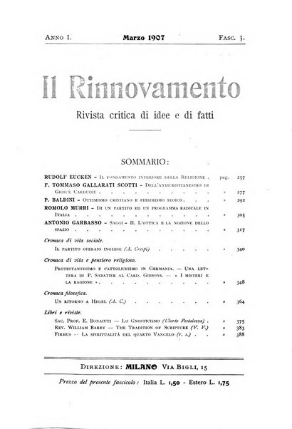 Il rinnovamento rivista critica di idee e di fatti