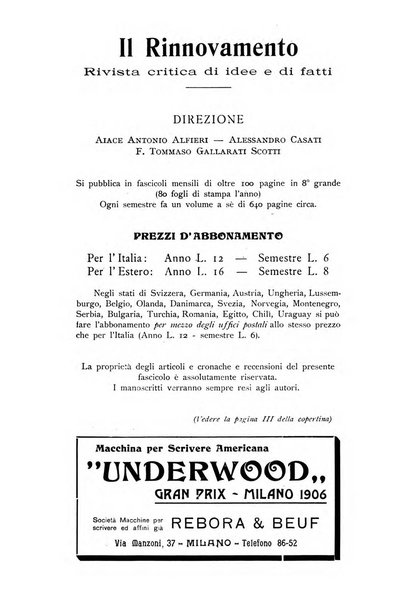 Il rinnovamento rivista critica di idee e di fatti