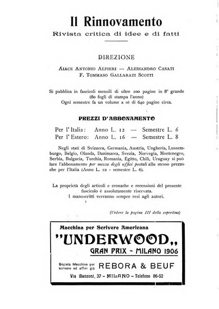 Il rinnovamento rivista critica di idee e di fatti