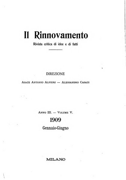 Il rinnovamento rivista critica di idee e di fatti