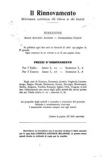 Il rinnovamento rivista critica di idee e di fatti