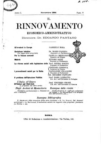 Il rinnovamento economico amministrativo