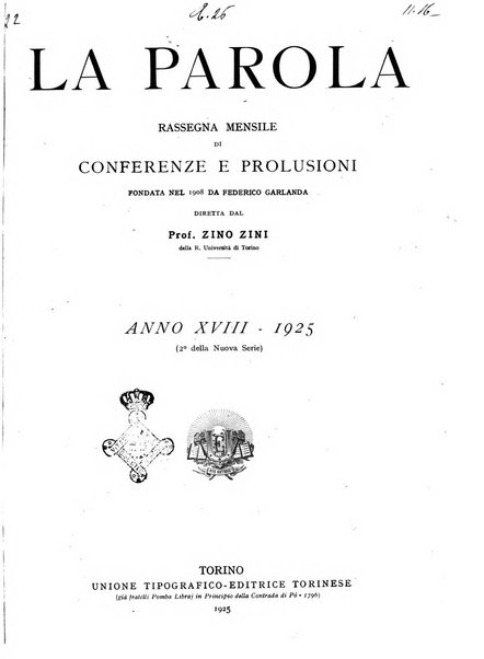 La parola rassegna mensile di conferenze e prolusioni