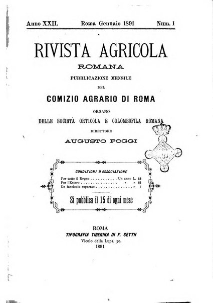 Rivista agricola romana pubblicazione ufficiale del Comizio agrario di Roma